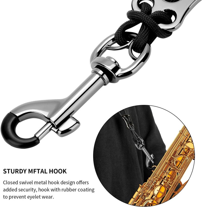 Rinastore BestSounds Saxophone Strap Genuine Leather Sax Neck Strap with Soft Thick Pad for Soprano Tenor Alto Sax and Clarinets Oboes1 - Image 3