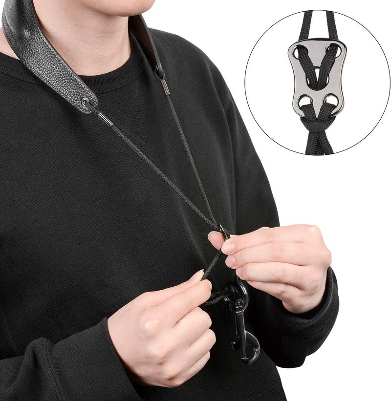 Rinastore BestSounds Saxophone Strap Genuine Leather Sax Neck Strap with Soft Thick Pad for Soprano Tenor Alto Sax and Clarinets Oboes1 - Image 4
