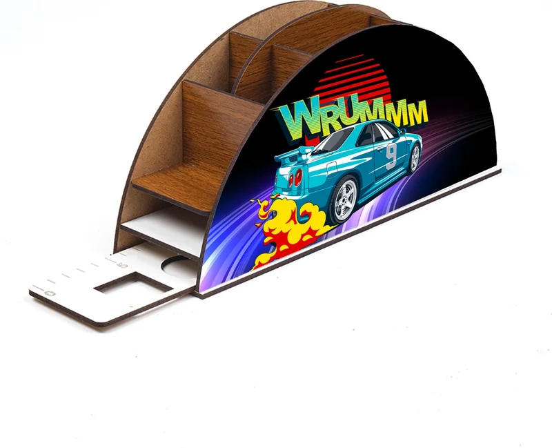 نوتبا Wooden Wrummm Rainbow Ruler Desktop Pen Holder Box Organizer For Kids GK119