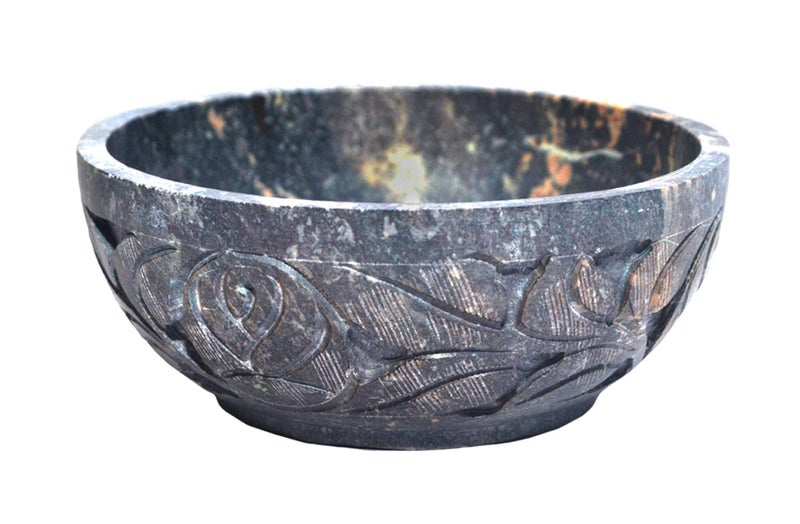 Nirvana Class  Soapstone Scrying and Smudge Bowl Scrying  Bowls  Mirrors 4 Inch From India