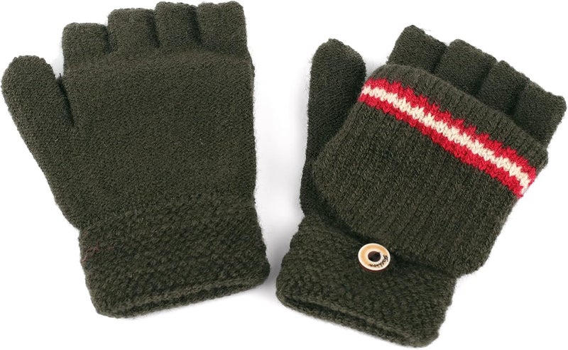 F Flammi Kids Winter Knitted Mitten Gloves Convertible Fingerless Gloves with Cover for Teen Boys Girls Aged 5-10, 2 Pairs - Image 4