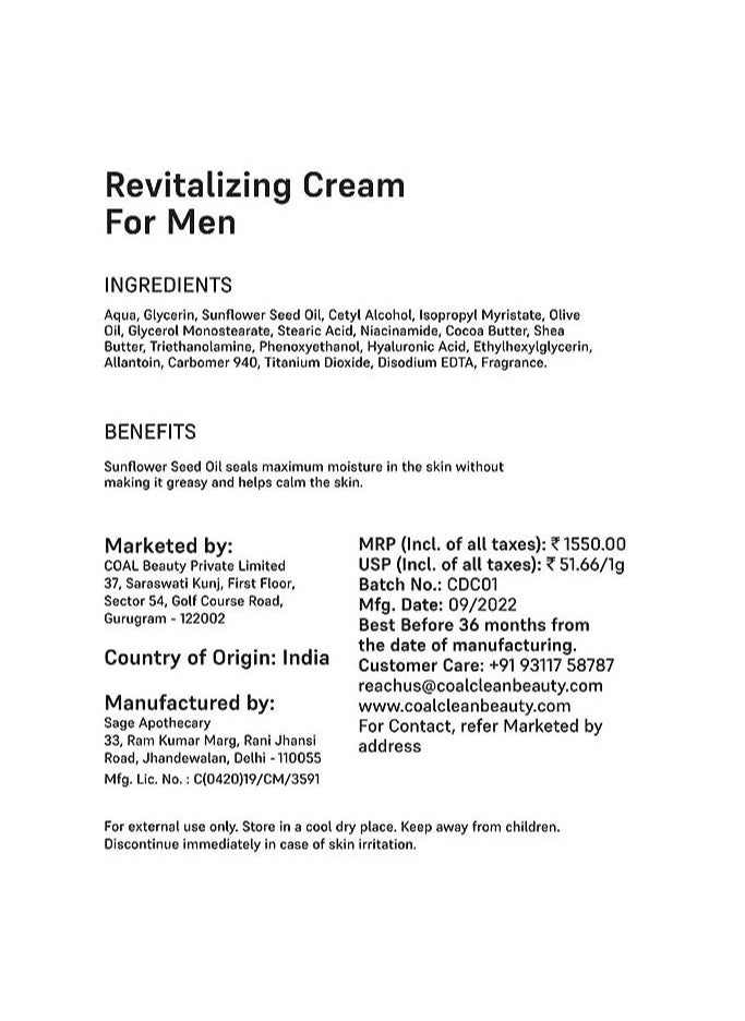 COAL CLEAN BEAUTY COAL Clean Beauty Revitalizing Cream For Men  - Image 2