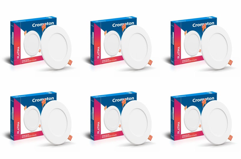 Crompton Star Slim Recessed Downlighter 3W Round Cool Day Light | Pack of 6 | False Ceiling required, Cutout: 3" | For Hall, Bedroom, Kitchen, Office, Store - Image 1