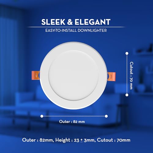 Crompton Star Slim Recessed Downlighter 3W Round Cool Day Light | Pack of 6 | False Ceiling required, Cutout: 3" | For Hall, Bedroom, Kitchen, Office, Store - Image 5