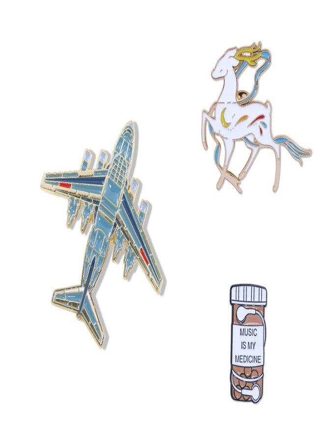 Adorn Combo Pack of 3 Enamel Quirky Stylish Brooches For Men/Women (B2446-44-53) - Image 1