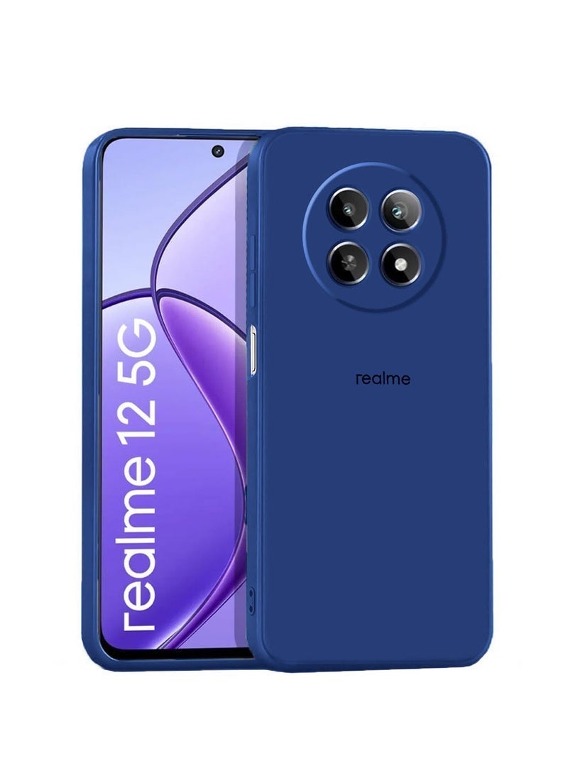 MUNTAQI Premium Soft Liquid Silicone Case Cover for Realme 12 5G 2024 – Shockproof, Scratch-Resistant, Soft Touch Protective Case – Navy Blue - Image 1