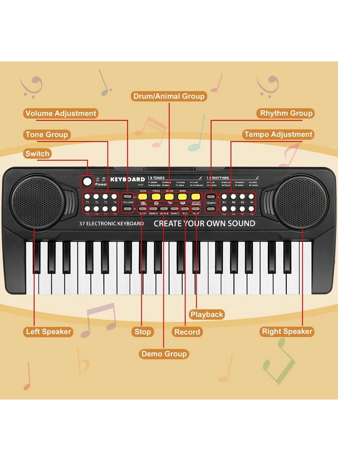 M SANMERSEN Kids Piano Keyboard - 37 Keys Toy Piano for Kids +3 Year Old Beginners, Portable Electronic Piano with Microphone Educational Musical Toy for 3 4 5 6 Year Old Boys Girls Gifts - Image 4
