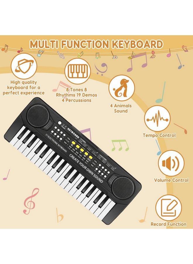 M SANMERSEN Kids Piano Keyboard - 37 Keys Toy Piano for Kids +3 Year Old Beginners, Portable Electronic Piano with Microphone Educational Musical Toy for 3 4 5 6 Year Old Boys Girls Gifts - Image 3