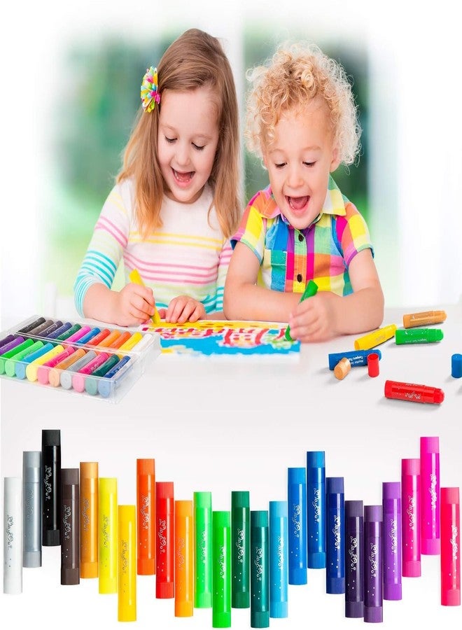 MayMoi Tempera Paint Sticks - 24 Bright Colors, Quick Drying, Easy to Color and Washable Crayons for Kids and Students - Image 1