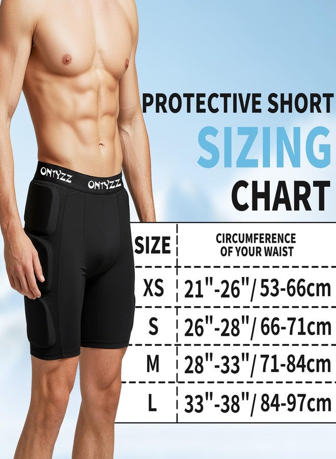 ONTYZZ Protective Padded Shorts, 3D Hip Protection Butt Pads, Impact Gear for Skiing Skating Snowboarding Skateboarding, L Black - Image 2
