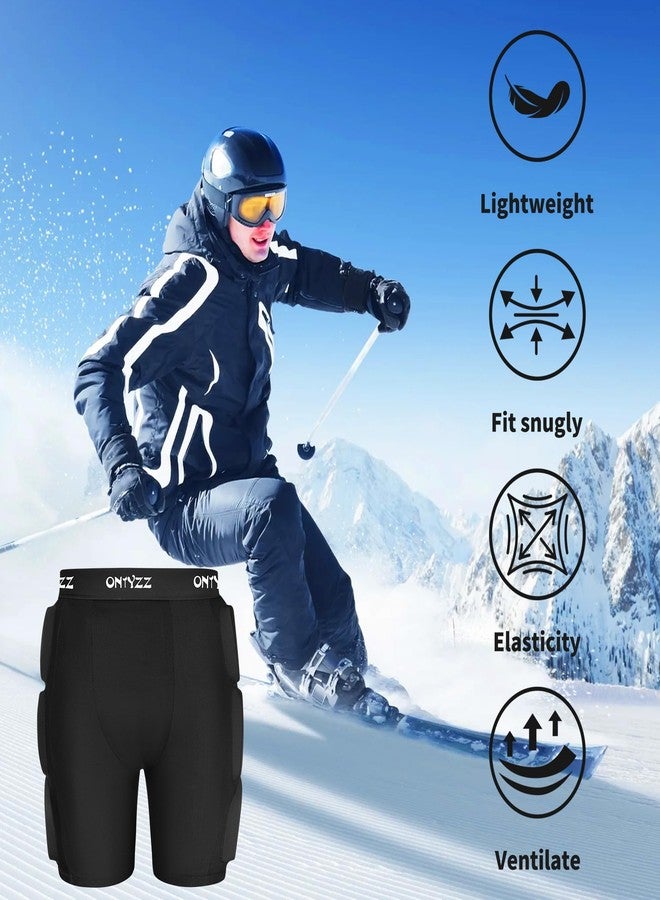 ONTYZZ Protective Padded Shorts, 3D Hip Protection Butt Pads, Impact Gear for Skiing Skating Snowboarding Skateboarding, L Black - Image 4