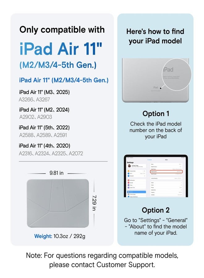 MOFT Dynamic Folio Case for iPad Air 11-inch (M3 2025 / M2 2024) & iPad Air 10.9-inch 5th 4th Generation 2022 2020, Silm Magnetic Stand Case with 20+ Viewing Angles,Soothing Mist x Misty Cove - Image 3