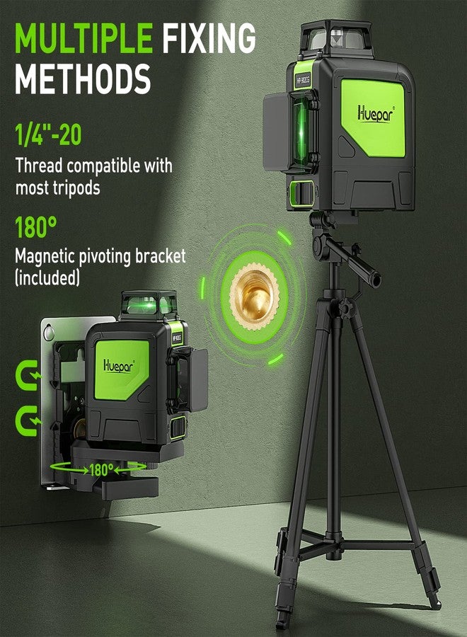 Huepar 902CG Cross Line Laser Level 2x360° Self-Leveling Laser Leveler, 2D Green Cross Line Lazer Level with Pulse Mode, Switchable Horizontal and Vertical, Magnetic Pivoting Base Included - Image 5