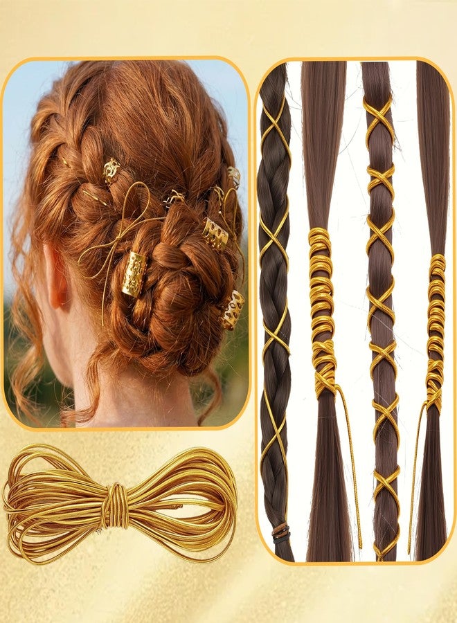 ZhouBoat 44 Pcs Gold Hair Jewelry for Women, Braids Accessories 3 Pcs Hair Clips Decoration 40 Pcs Multi Style Gold Hair Cuffs 1 Pcs 5M Strings Hair Accessories for Women Girls - Image 5