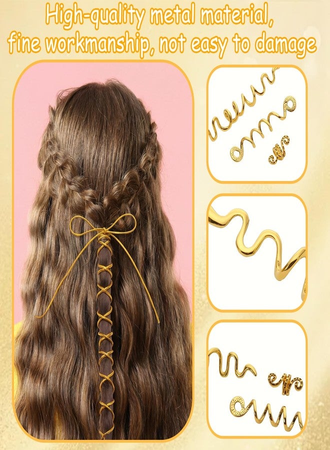 ZhouBoat 44 Pcs Gold Hair Jewelry for Women, Braids Accessories 3 Pcs Hair Clips Decoration 40 Pcs Multi Style Gold Hair Cuffs 1 Pcs 5M Strings Hair Accessories for Women Girls - Image 3