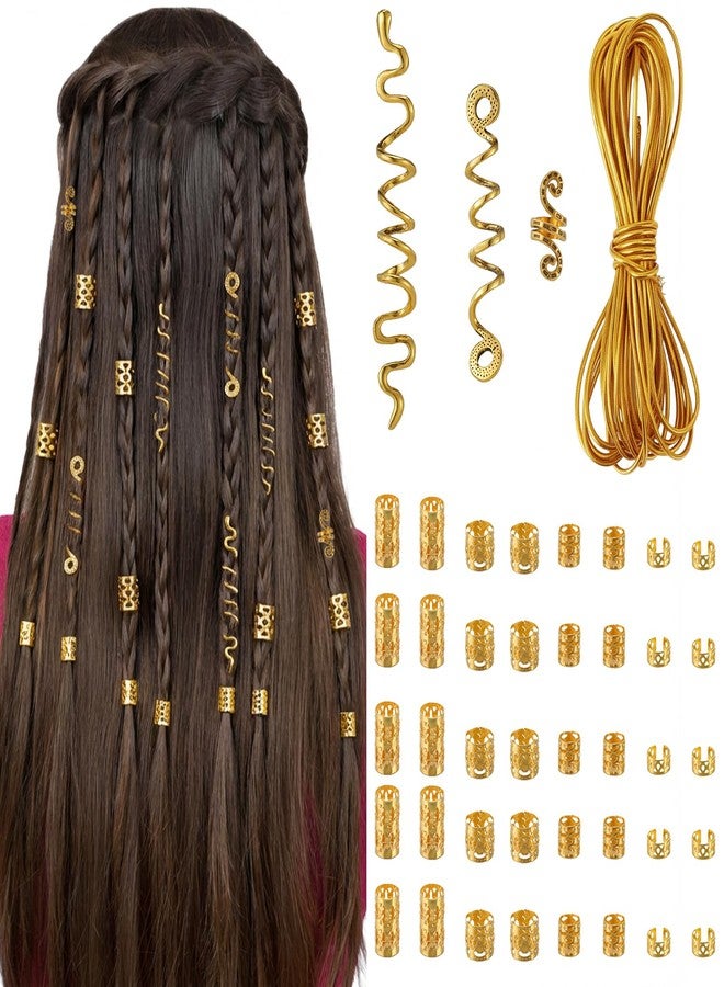 ZhouBoat 44 Pcs Gold Hair Jewelry for Women, Braids Accessories 3 Pcs Hair Clips Decoration 40 Pcs Multi Style Gold Hair Cuffs 1 Pcs 5M Strings Hair Accessories for Women Girls - Image 1