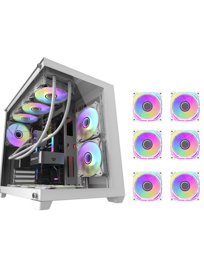 حافظة كمبيوتر الألعاب Darkflash C285P مزدوجة الزجاج ATX/M-ATX/ITX مع 6 مراوح ARGB مثبتة مسبقًا، تدعم مشعاع 360 مم، مادة SPCC 0.8 مم، 2 * SSD، USB3.0، 7 فتحات توسيع - Image 1