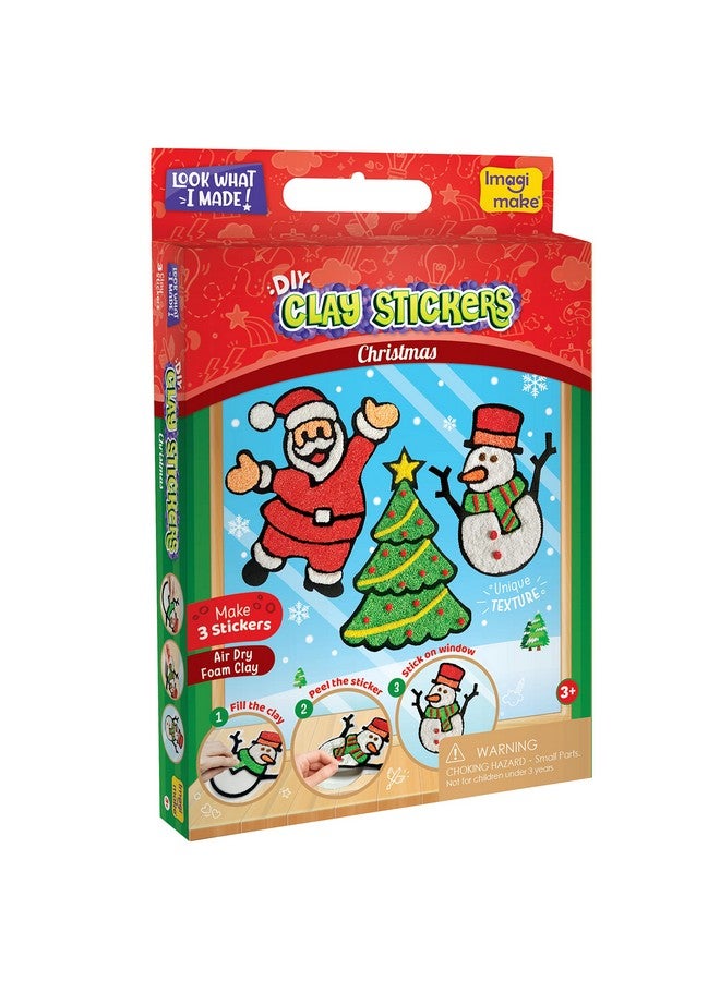 Imagimake Imagimake DIY Clay Stickers Christmas Kit| Create 3 Unique Air Dry Clay Stickers -Santa, Christmas Tree & Snowman | Craft Kit for Kids Ages 3,4,5,6,7 |Mess-Free & Non Toxic |Christmas Gifts for Kids. - Image 2