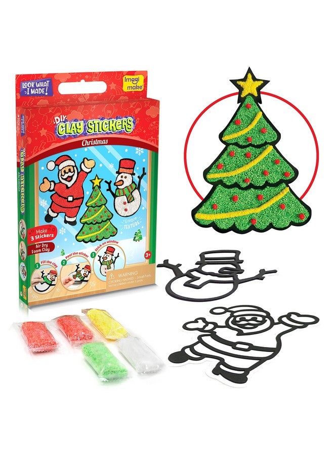 Imagimake Imagimake DIY Clay Stickers Christmas Kit| Create 3 Unique Air Dry Clay Stickers -Santa, Christmas Tree & Snowman | Craft Kit for Kids Ages 3,4,5,6,7 |Mess-Free & Non Toxic |Christmas Gifts for Kids. - Image 1