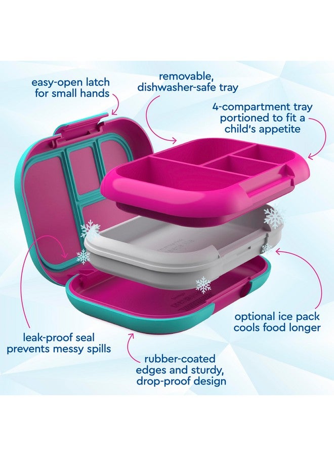 Bentgo Chill Kids Leak-Proof Lunch Box - 4-Compartment Bento Box with Built-In Ice Pack, 3.3 Cup Capacity, PFAS & BPA-Free, Microwave & Dishwasher Safe, Ideal Size for Ages 3 to 7 (Fuchsia/Teal) - Image 5