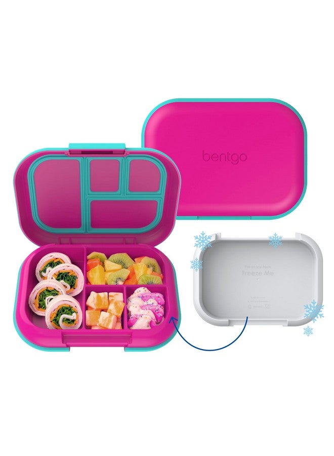 Bentgo Chill Kids Leak-Proof Lunch Box - 4-Compartment Bento Box with Built-In Ice Pack, 3.3 Cup Capacity, PFAS & BPA-Free, Microwave & Dishwasher Safe, Ideal Size for Ages 3 to 7 (Fuchsia/Teal) - Image 1
