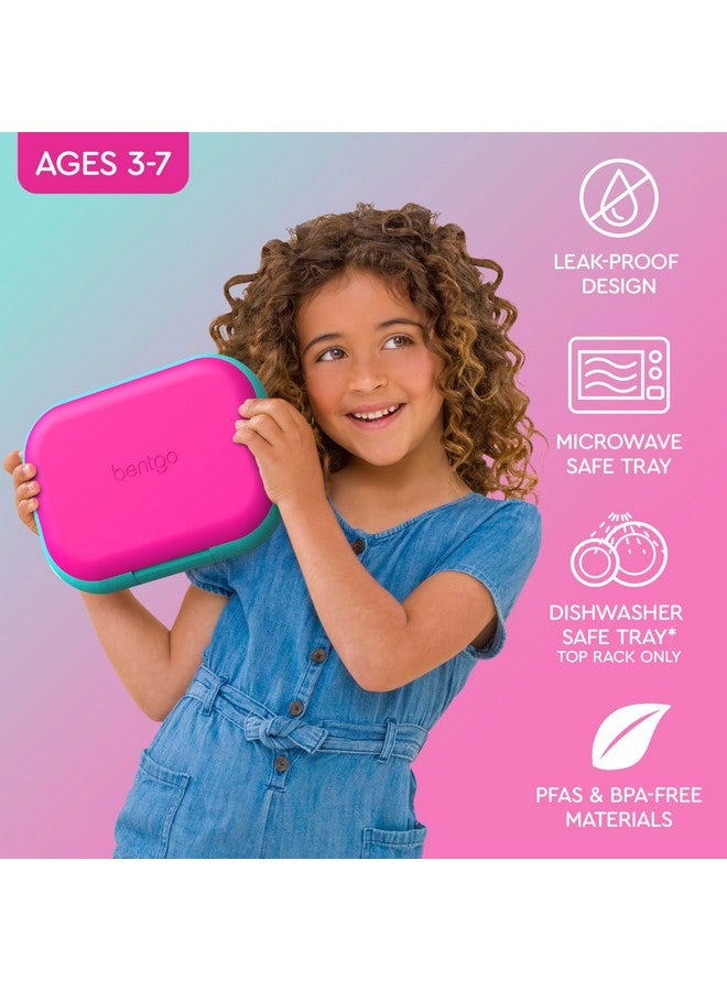 Bentgo Chill Kids Leak-Proof Lunch Box - 4-Compartment Bento Box with Built-In Ice Pack, 3.3 Cup Capacity, PFAS & BPA-Free, Microwave & Dishwasher Safe, Ideal Size for Ages 3 to 7 (Fuchsia/Teal) - Image 3