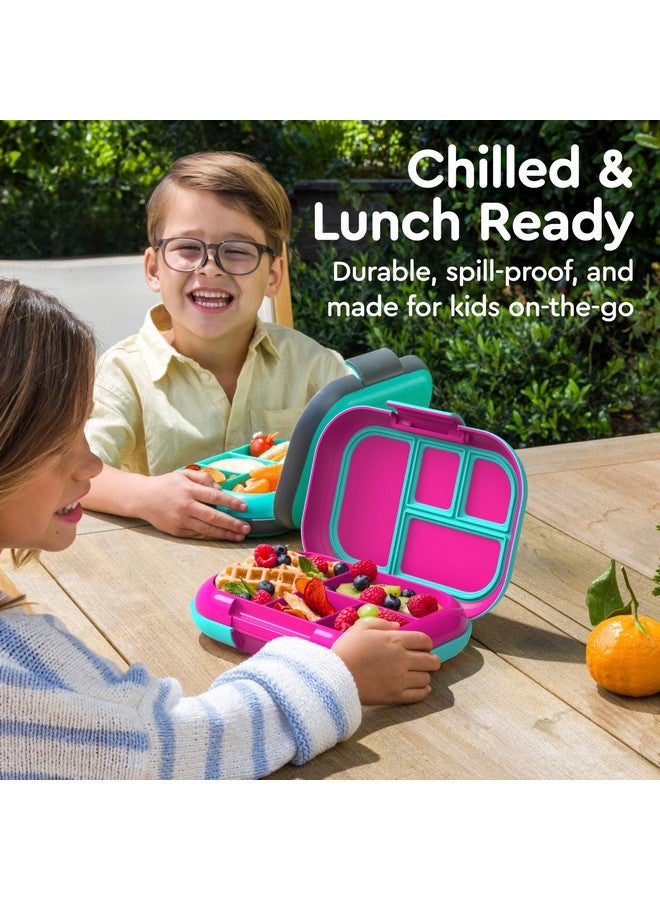 Bentgo Chill Kids Leak-Proof Lunch Box - 4-Compartment Bento Box with Built-In Ice Pack, 3.3 Cup Capacity, PFAS & BPA-Free, Microwave & Dishwasher Safe, Ideal Size for Ages 3 to 7 (Fuchsia/Teal) - Image 4