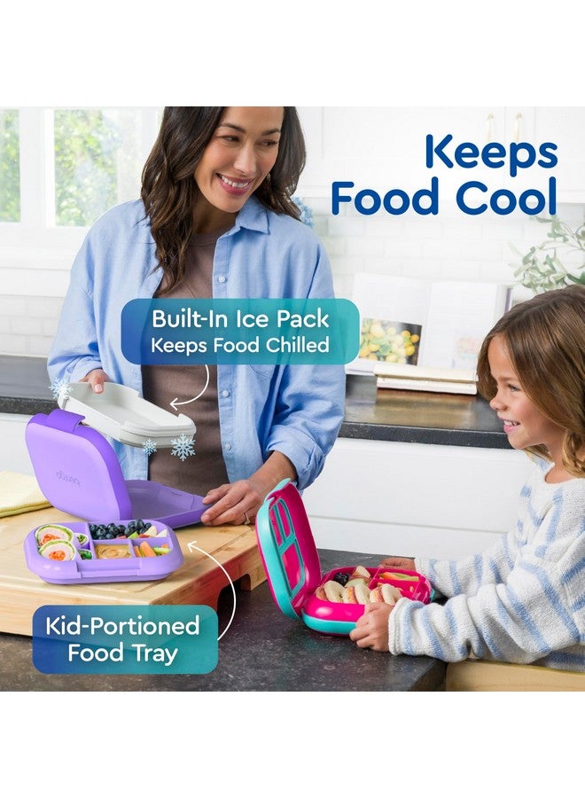Bentgo Chill Kids Leak-Proof Lunch Box - 4-Compartment Bento Box with Built-In Ice Pack, 3.3 Cup Capacity, PFAS & BPA-Free, Microwave & Dishwasher Safe, Ideal Size for Ages 3 to 7 (Fuchsia/Teal) - Image 2