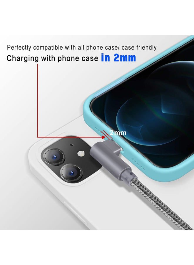 APFEN 10FT 3 Pack [The Most Durable Cable] Right Angle iPhone Charger Cord 90 Degree Fast Data Cable Nylon Braided Compatible with iPhone Xs Max/XS/XR/7/7Plus/X/8/8Plus/6S/6S Plus/SE (Gray, 10FT) - Image 5