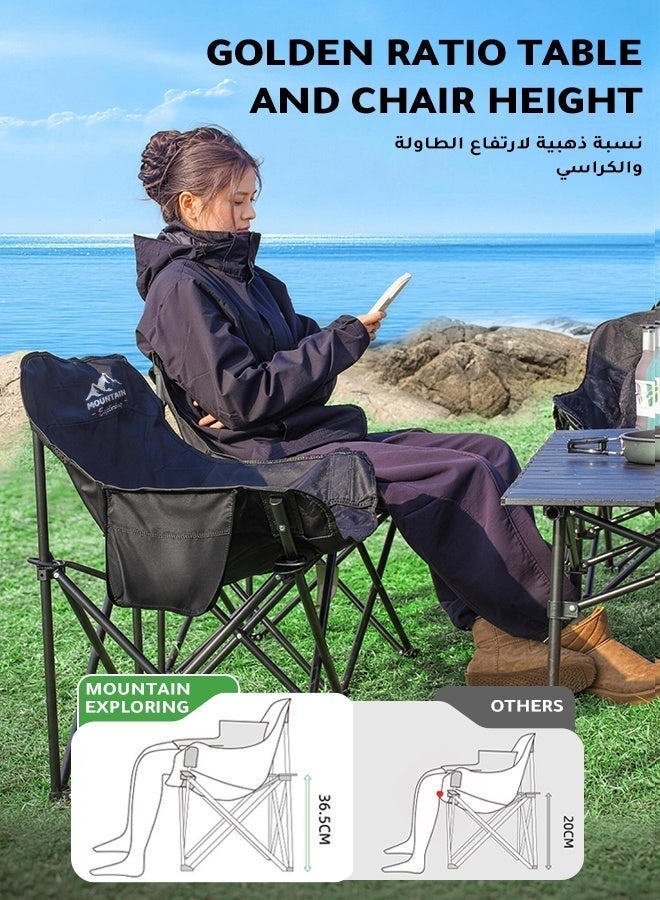 استكشاف الجبال طقم طاولة وكراسي قابلة للطي من 3 قطع للتخييم الخارجي مع حقيبة تخزين – قوي التحمل، سهل الحمل والتخزين، مناسب للنزهات العائلية والشواء - Image 5