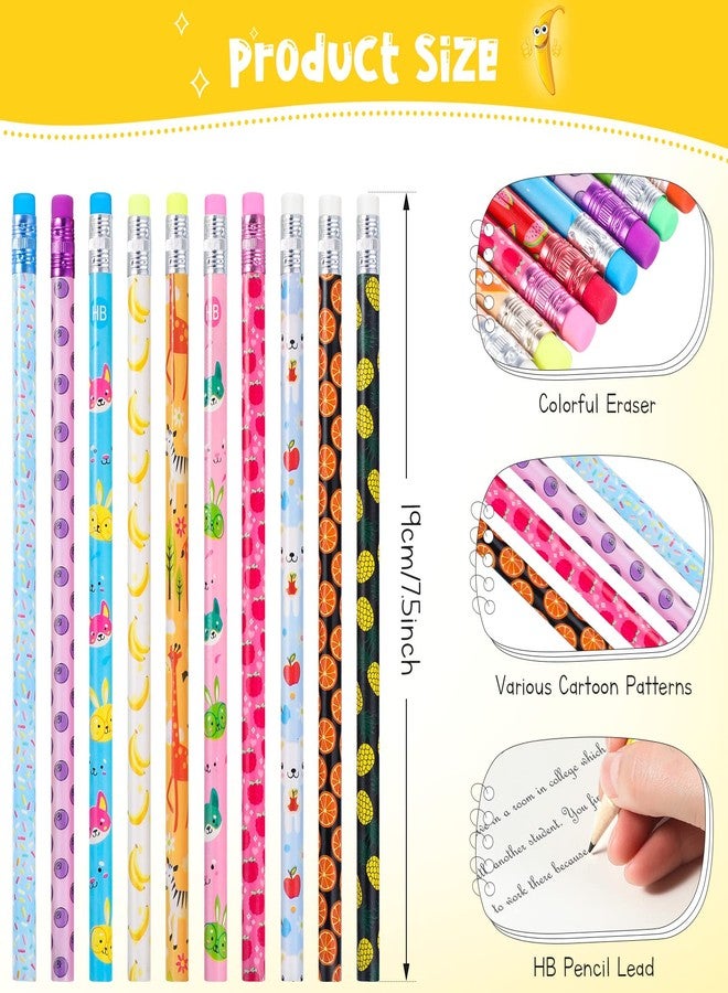 Epakh 200 Pieces Cute Cartoon Assortment Wooden Pencil Fun Assorted Colorful Incentive Gift Pencils with Erasers Tops for Kids Teacher Students Classrooms Party Favors - Image 4