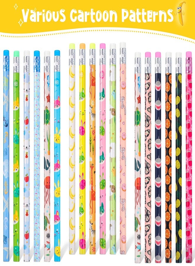 Epakh 200 Pieces Cute Cartoon Assortment Wooden Pencil Fun Assorted Colorful Incentive Gift Pencils with Erasers Tops for Kids Teacher Students Classrooms Party Favors - Image 3