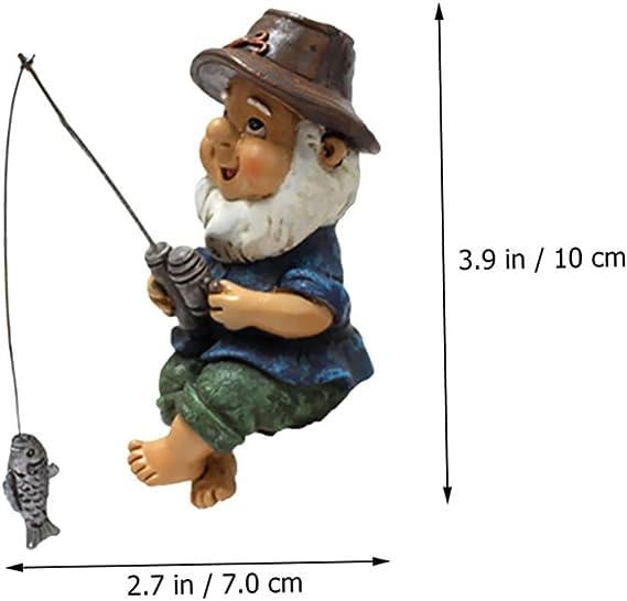 AYNEFY Mini Gnomes Statue,Miniature Garden Funny Fishing Gnome Ornament Mini Dwarf Figurine Ornament DIY Kit Micro Landscape Ornaments for Patio Yard Lawn - Image 2