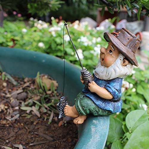 AYNEFY Mini Gnomes Statue,Miniature Garden Funny Fishing Gnome Ornament Mini Dwarf Figurine Ornament DIY Kit Micro Landscape Ornaments for Patio Yard Lawn - Image 4