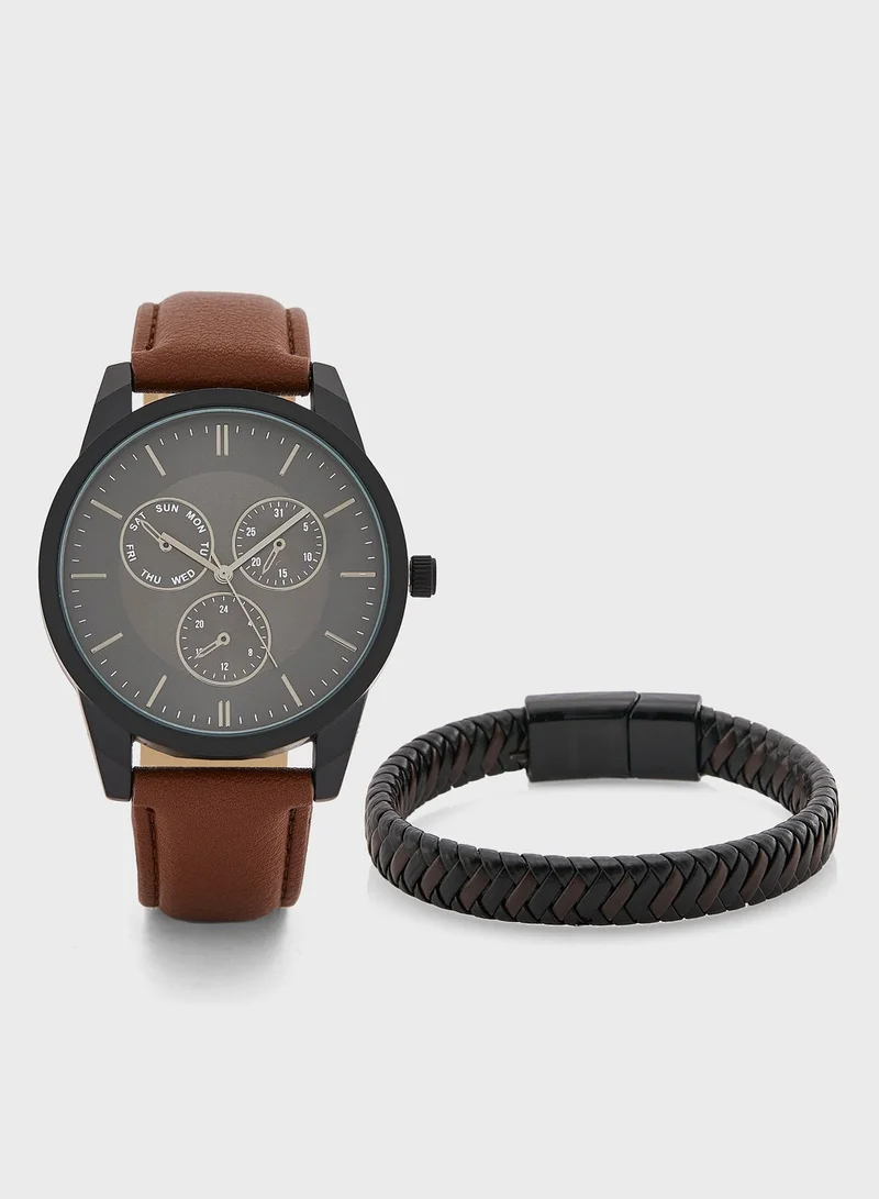 Robert Wood Watch And Bracelet Gift Set
