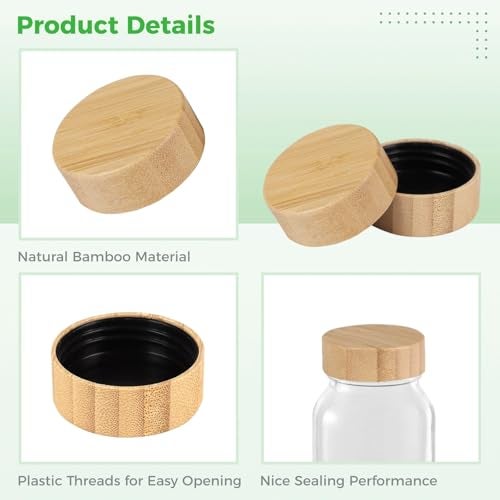 DIMEGON 32 Pcs Bamboo Jar Lids, Natural Bamboo Lids, Nice Sealing Wooden Storage Can Lids, Round Bottle Jar Lids, Reusable Leak-proof Lid for 4oz & 6oz Spice Jars (32) - Image 5