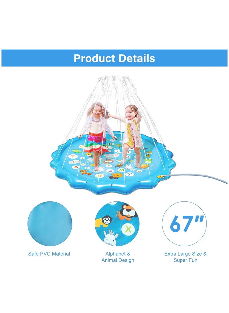 Splash Pad for Kids Dogs 67" Water Sprinkler for Kids Outdoor Play Inflatable Splash Pads for Toddlers 1-3 Fun Backyard Fountain Play Mat for Children Baby Girls Boys Pet Dogs  - Image 4