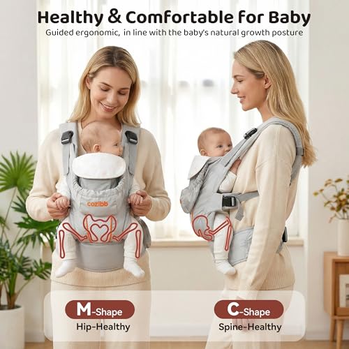 CoziBB Baby Carrier, 3-in-1 Cozy Baby Wraps Carrier with Air Cushion Waist Belt, Adjustable & Ergonomic Baby Carrier Newborn to Toddler for 7.7-33lbs, Toddler Carrier with Lock Belt, Storage Pocket - Image 4