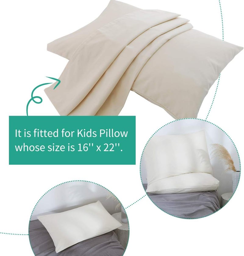 Lofe Organic Cotton Pillow Case - One Pack 16"x 22" Kids Pillow Cover - 300 TC Thread Count - Soft, Safe and Hypoallergenic - Off White - Image 4