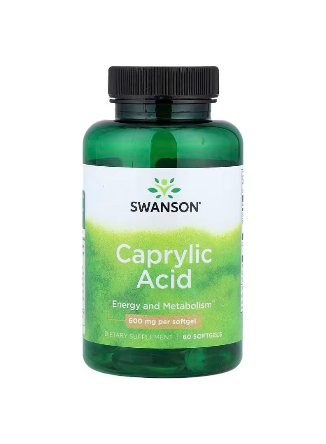 Swanson, Caprylic Acid, 600 mg, 60 Softgels