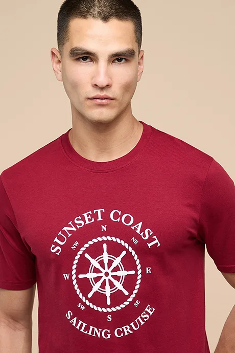 R&B Printed T-Shirt with Crew Neck and Short Sleeves