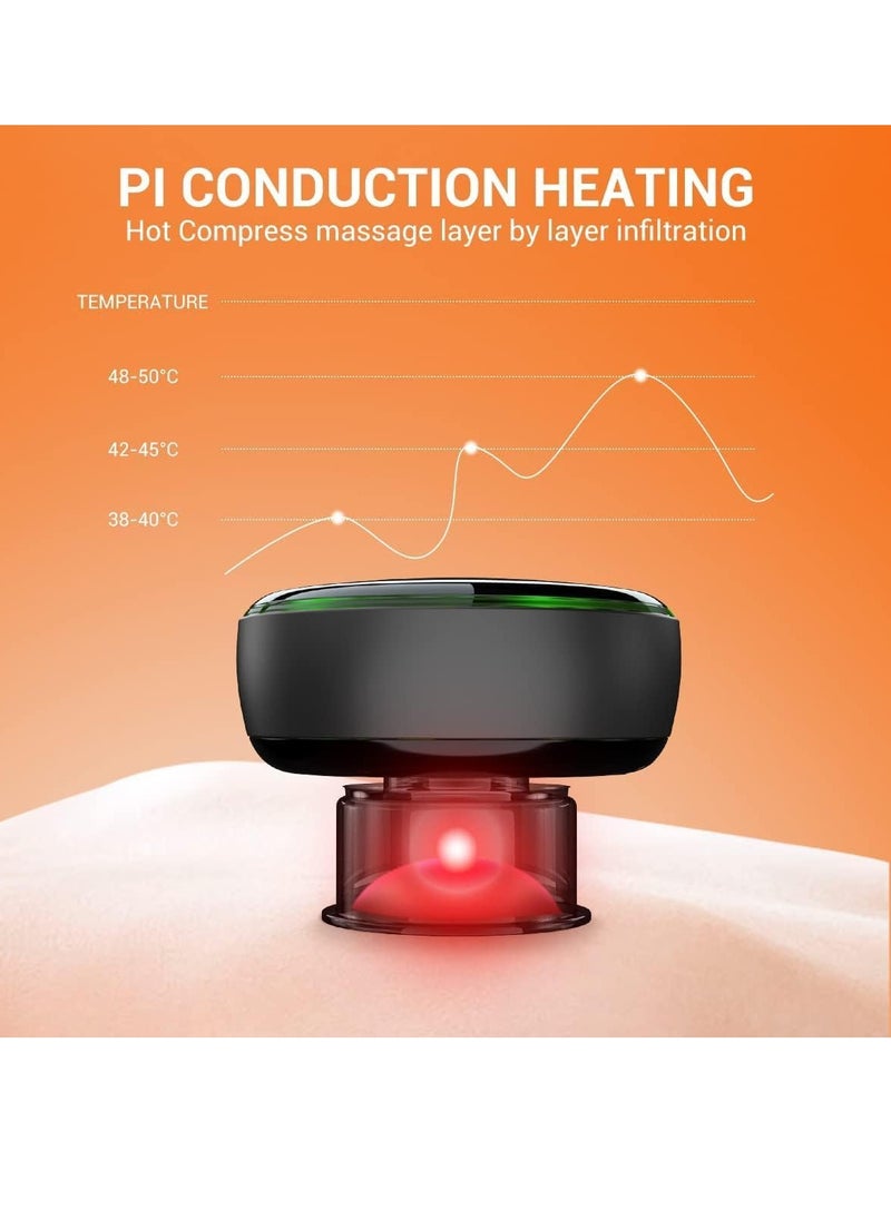 SYOSI - Electric Smart Cupping Therapy Set Remote Control Cupping Set with Red Light Therapy for Pain Relief Recovery Smart Cupping Therapy Massager with 3 Mode 16 Level Temperature Suction Black - Image 1