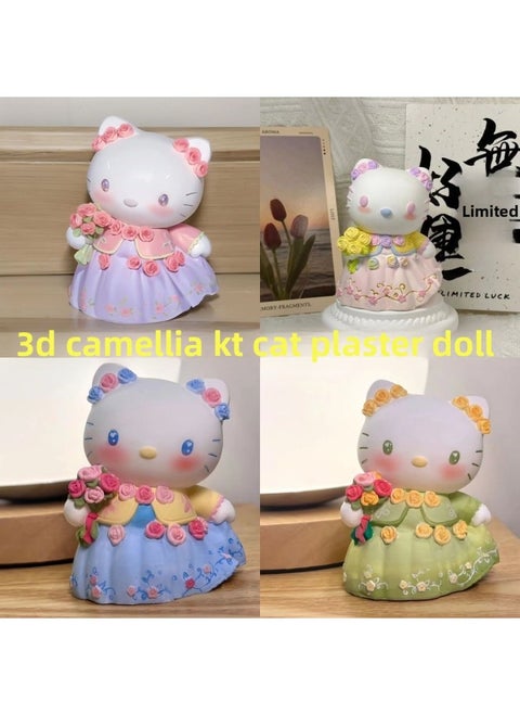 # Sanrio Plaster Doll Painted Diy Handmade Three-dimensional Painted Graffiti White Embryo Small Size Doll Painted Gigi-Color:Camellia Kt Cat [pack Of Four] With Paint