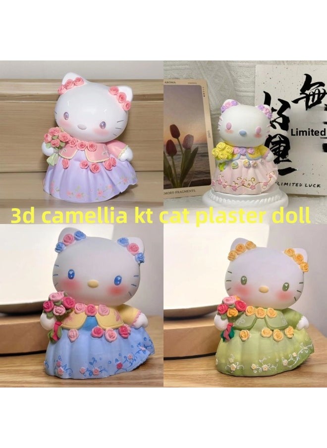 null - # Sanrio Plaster Doll Painted Diy Handmade Three-dimensional Painted Graffiti White Embryo Small Size Doll Painted Gigi-Color:Camellia Kt Cat [pack Of Four] With Paint - Image 1
