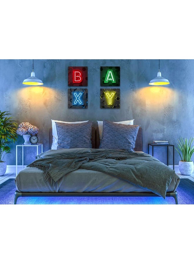 Biufo Game Controller Canvas Wall Art Picture Gamer Symbols Prints Gaming Icons Artwork for Teen Boys Bedroom Decor (Black E, Small) - Image 2