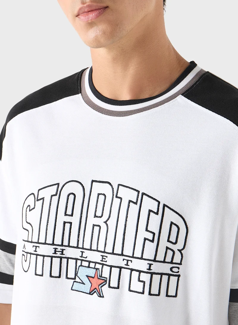 STARTER Starter Embroidered T-shirt with Short Sleeves and