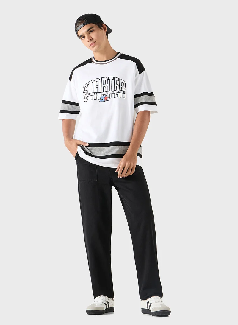 STARTER Starter Embroidered T-shirt with Short Sleeves and