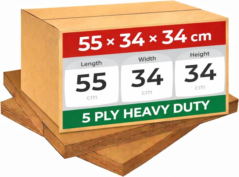 AL FAKHAMA 1 Pack 55×34×34 cm 5 Ply Corrugated Cardboard Shipping Box Heavy Duty Packing Box - Image 1