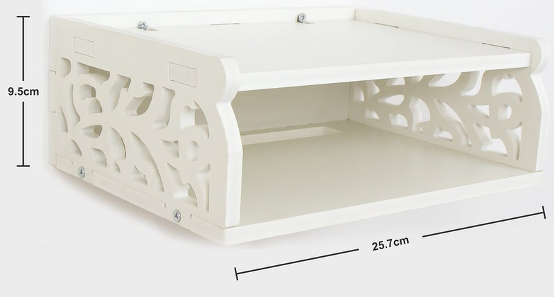 wolpin Polyvinyl Chloride Wall Shelves Set Top Box Holder, Modern Design Wifi Router Stand Wall Remote Shelf For Home Living Room (Pack Of 1) White - Image 5