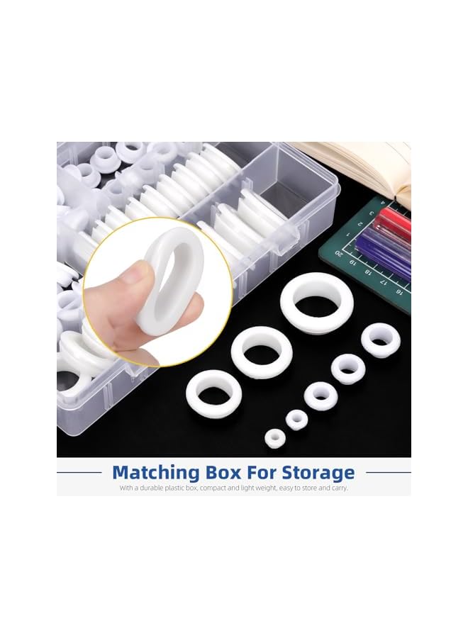 Glarks 100pcs 8 Sizes Round Hollow Rubber Grommet Set, White Drill Hole Double Sided Hollow Firewall Hole Plugs, Round Electrical Wiring Gasket for Wire, Tables, Pump, Plumbing - Image 5